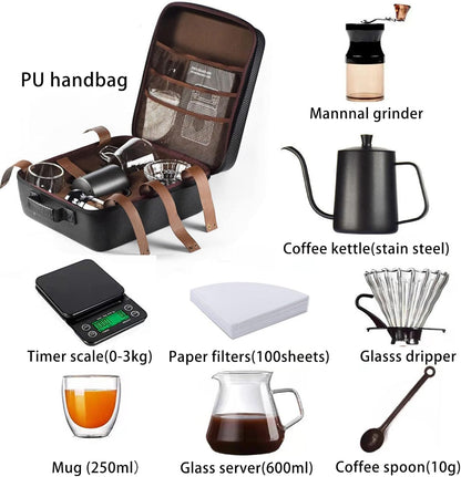 V60 Pour Over Coffee Maker Set With Carry Case Black 600ml ,