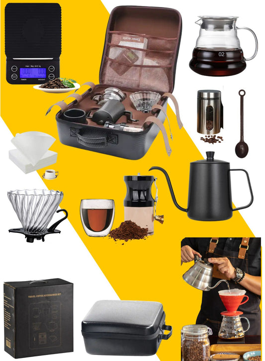 V60 Pour Over Coffee Maker Set With Carry Case Black 600ml ,